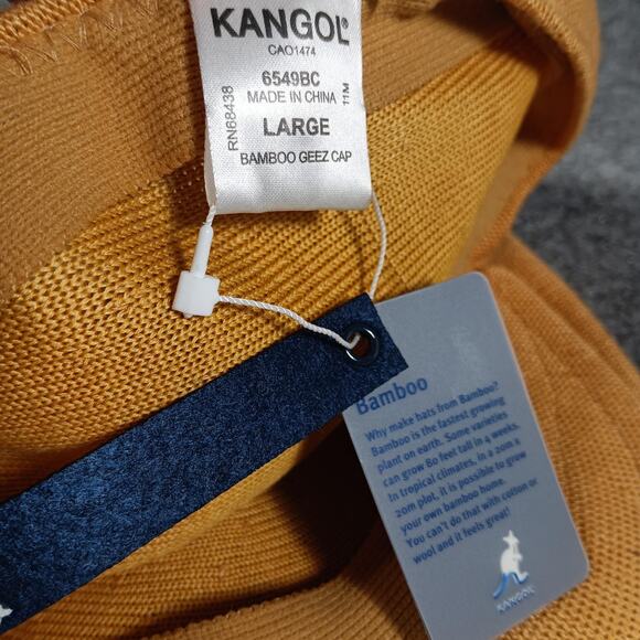 Kangol Hat Cap Fitted Mens Large Mustard Bamboo Geez Ivy Flat Driver - Picture 7 of 9